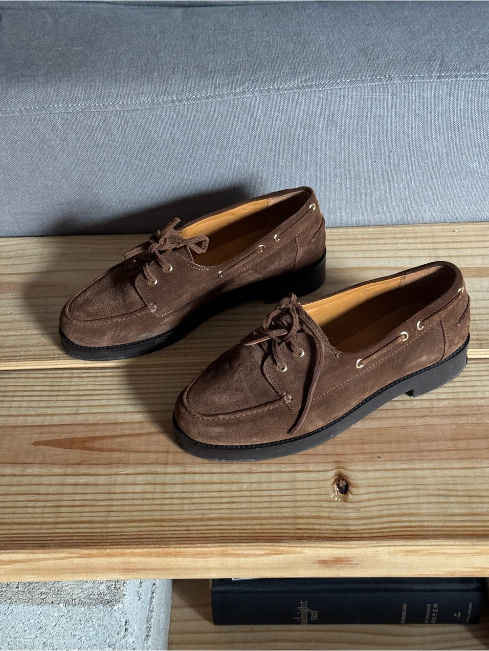 Sezane Brown Suede Lace-Up Flats - Picture 4 of 5